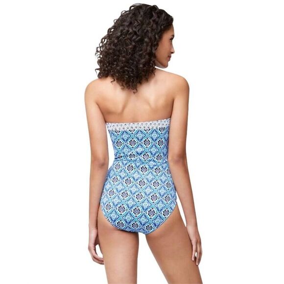 New. Tommy Bahama V-Wire blue tile swimsuit. Size 4. Retails $148 - Picture 8 of 11